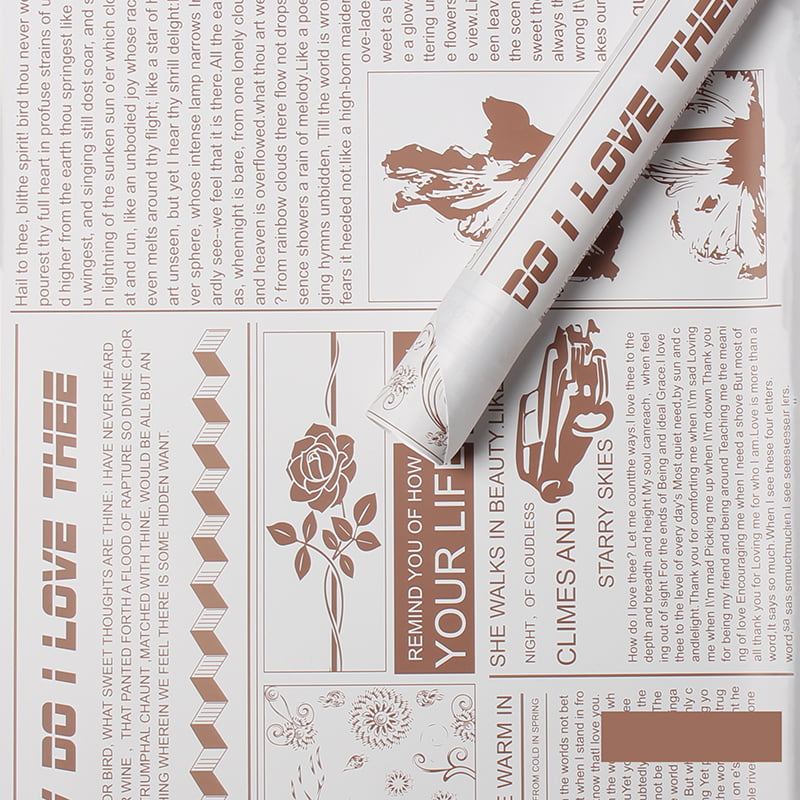 MYHC-21 Retro Newspaper Style Hovězí květiny Balicí papír