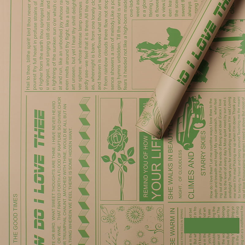 MYHC-21 Retro Newspaper Style Hovězí květiny Balicí papír
