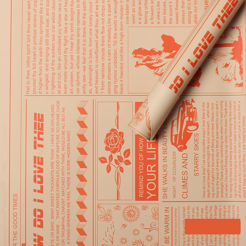 MYHC-21 Retro Newspaper Style Hovězí květiny Balicí papír