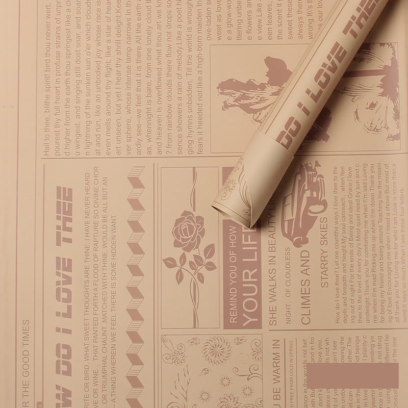 MYHC-21 Retro Newspaper Style Hovězí květiny Balicí papír
