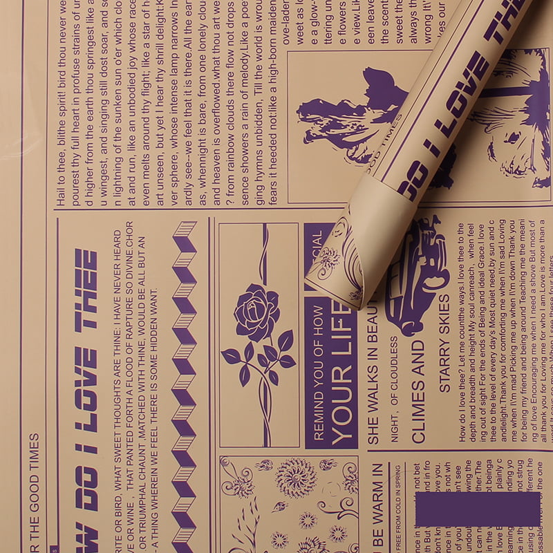 MYHC-21 Retro Newspaper Style Hovězí květiny Balicí papír