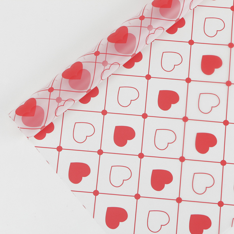 MYHC-60 Monochrome Love Plaid Pattern Transparentní květinová balicí fólie