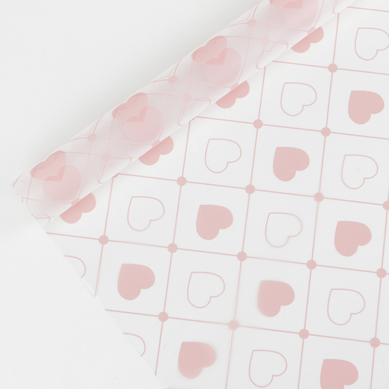 MYHC-60 Monochrome Love Plaid Pattern Transparentní květinová balicí fólie