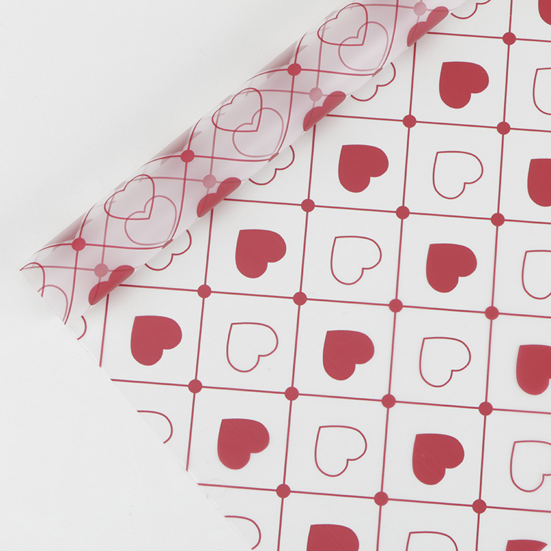 MYHC-60 Monochrome Love Plaid Pattern Transparentní květinová balicí fólie