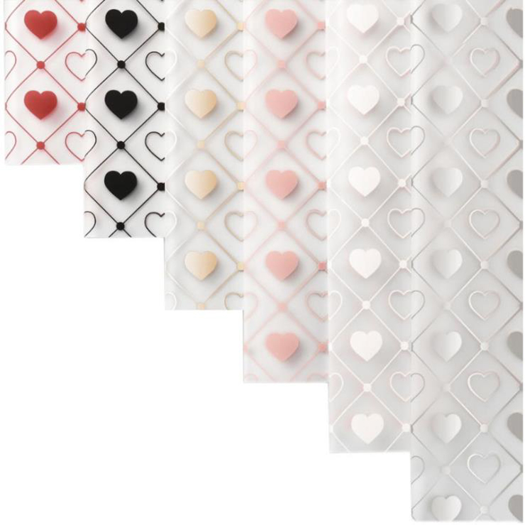 MYHC-60 Monochrome Love Plaid Pattern Transparentní květinová balicí fólie