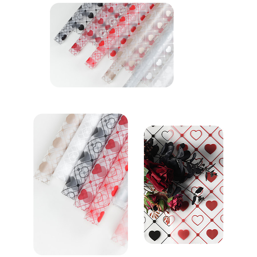 MYHC-60 Monochrome Love Plaid Pattern Transparentní květinová balicí fólie