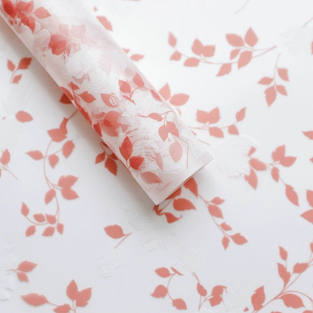 MYHC-79 Rose Print, dvoubarevná, průhledná obalová fólie na květiny