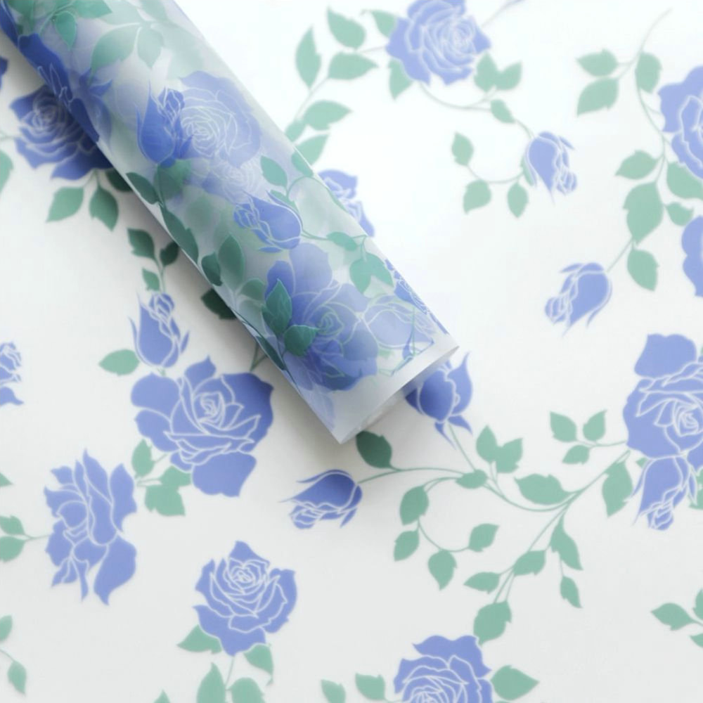 MYHC-79 Rose Print, dvoubarevná, průhledná obalová fólie na květiny