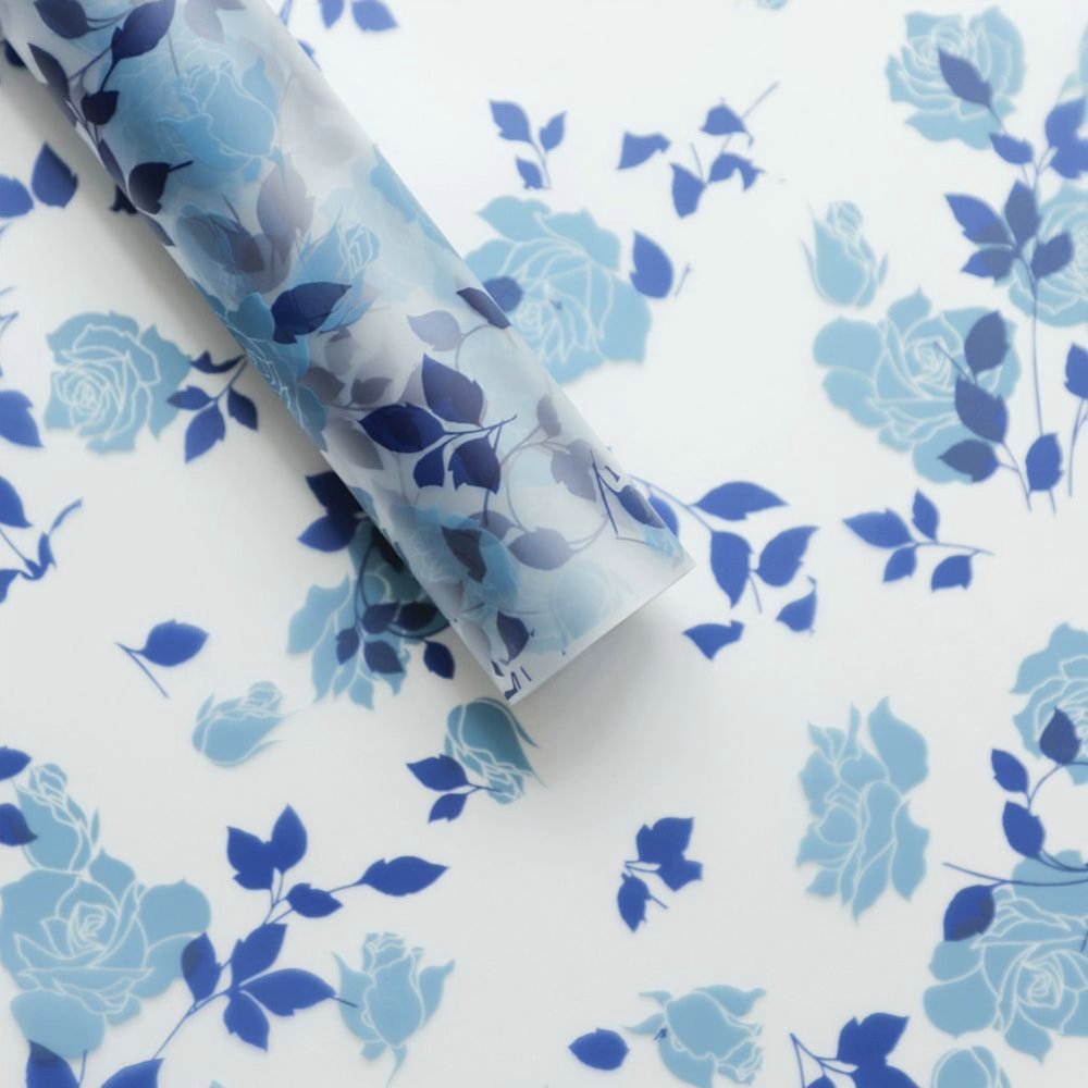 MYHC-79 Rose Print, dvoubarevná, průhledná obalová fólie na květiny